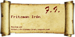 Fritzman Irén névjegykártya
